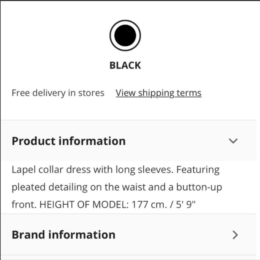 NWT Zara Front Button Up Dress- Black - Picture 10 of 11